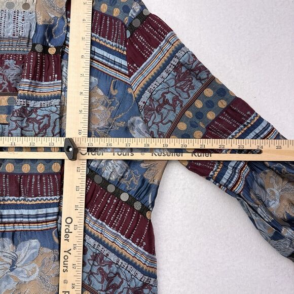 Alberto Makali Jacket Womens Size Medium Red Blue Open Front Satin Floral Stripe - Picture 7 of 8